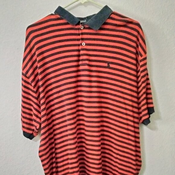 Striped Ralph Lauren Polo Collared Short Sleeved Shirt XL - Picture 1 of 2